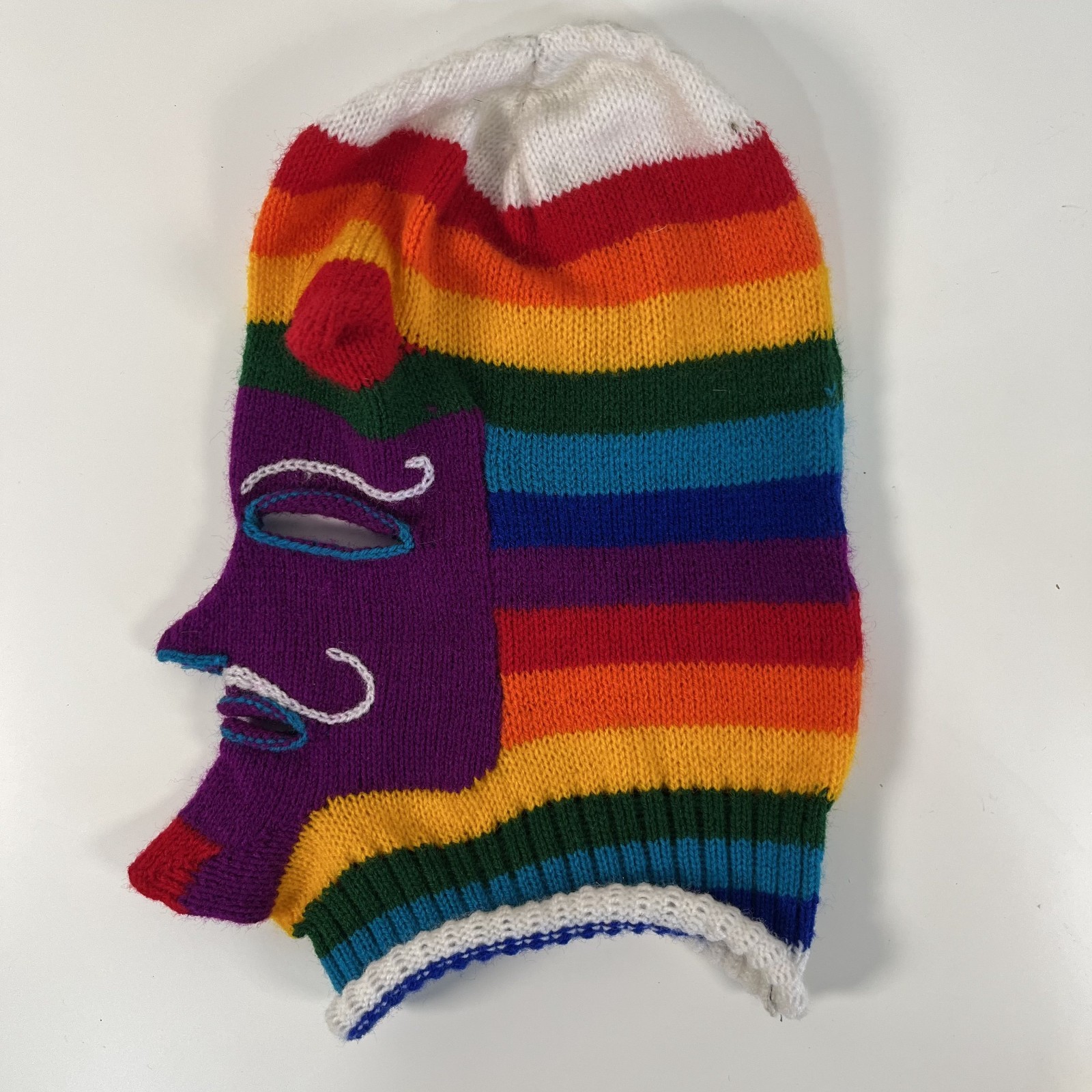 Knitted Balaclava Rainbow Striped Devil Ski Mask image 2