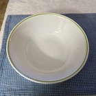 Vintage Corelle 8-1/2" SERVING BOWL White W/ Single Light Medium Green Band