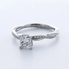 Engagement Ring 14K White Gold Petite 1.40 CT Princess Lab-Grown Diamond G VS1