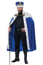 Royal Cape  Crown Adult Costume Kit Blue 