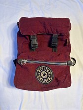 Vintage 90s Y2K Kipling Red Nylon Drawstring Buckle Flap Large Backpack