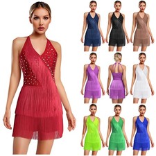 Women Jumpsuit Tassel Dancewear Dance Leotard Stage Performance Bodysuit Rumba