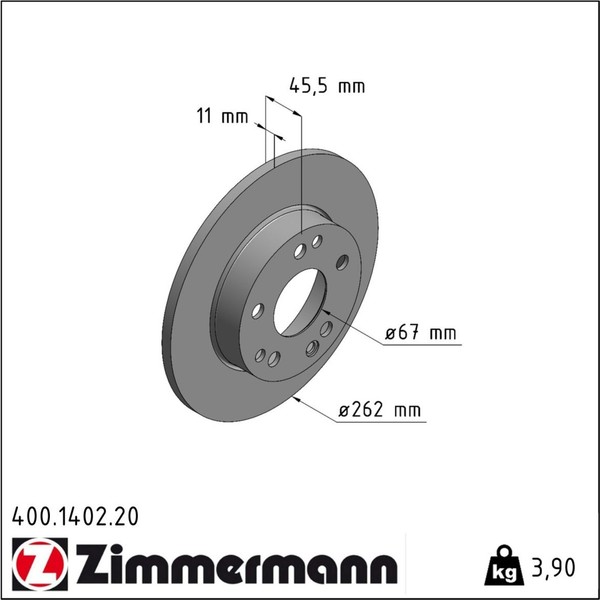 2X Zimmermann 400.1402.20 Bremsscheibe FüR Mercedes Benz 190 W201-image