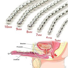 Stainless Steel Dilator Beads Penis Plug Stretcher Long Insert Sounding Rod Men