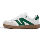 LUCKY STEP Women Classic Retro Gum Sole Fashion Sneakers White/Green US 11