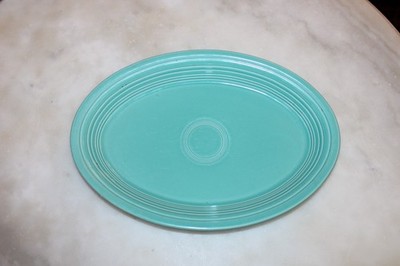 VintageTurquoise Fiestaware oval platter, Large (13.5''x 9.5''), Homer Laughlin
