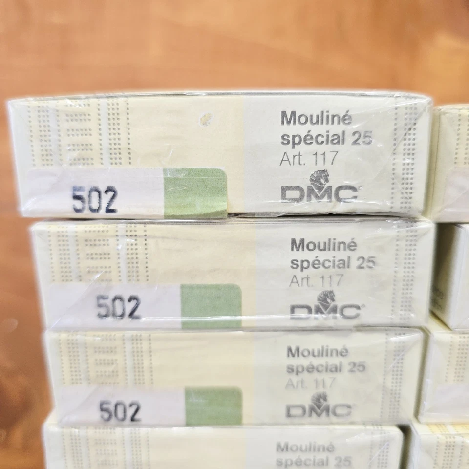 20 Boxes DMC 502 Green Thread Mouline Special 25 Art 117 Embroidery Needlepoint - Image 3 of 4