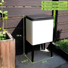 Stainless Steel Trash Can 15L High Foot Removable Inner Bucket Wheeled New