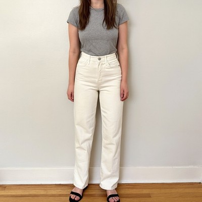 J Brand Elsa Hosk Monday Jean Womens 25 Workday White Wide Leg Denim Baggy Cream