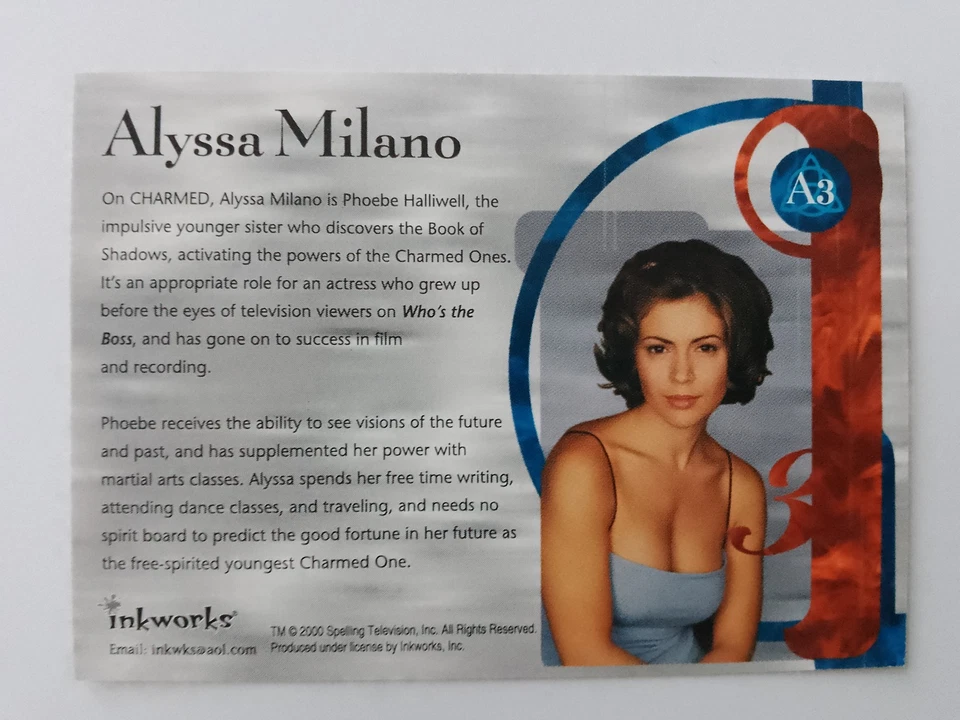 Alyssa Milano Inkworks 2000 Charmed Season 1 Autograph A3 Phoebe Halliwell - Image 2 of 4