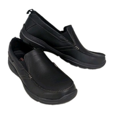 Skechers Harper Forde Black Leather Loafer Slip On Casual Shoes 64858 Mens Sz 11