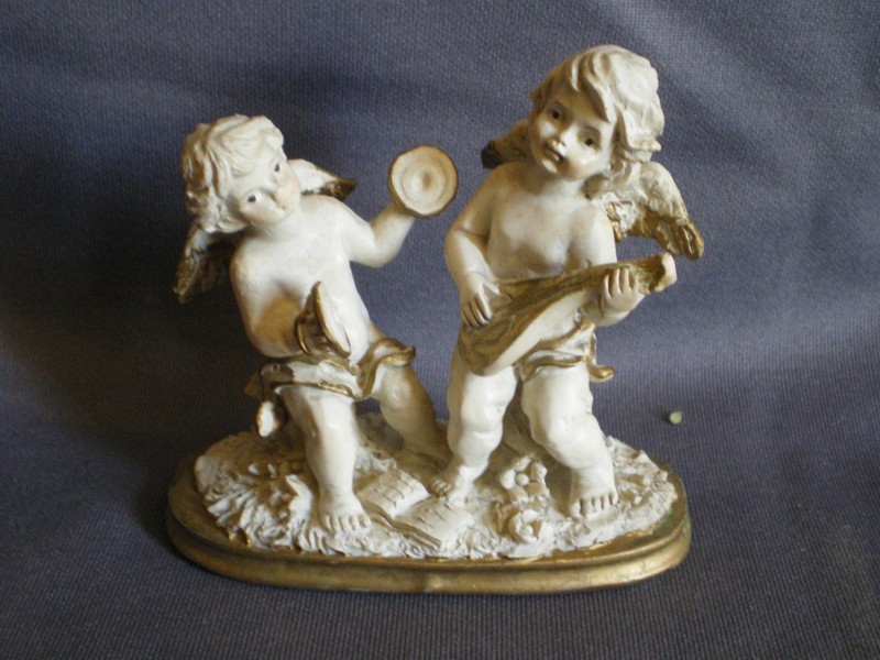 K's Collection Cherub Angels Figurine with cymbals and lyre