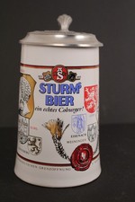 Sturm Bier Coburg Bierkrug Grenz&ouml;ffnung Humpen Zinndeckel Mohr Steinkrug 0,5l