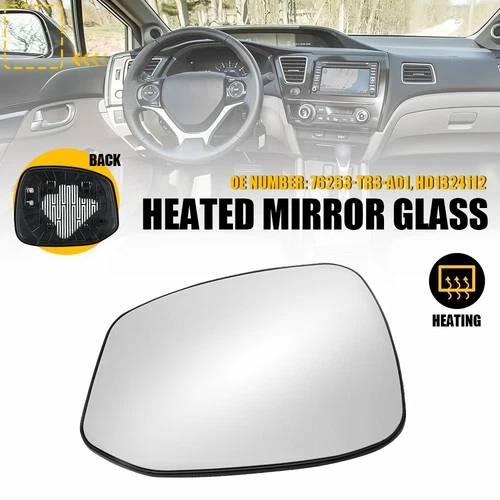Mirror Glass Replacement For 2012-2013 Honda Civic Driver Left Side Heated EXC