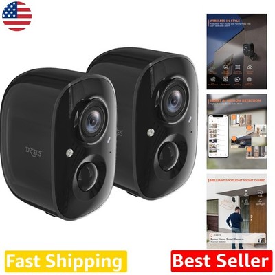 Wireless 2K Outdoor Cameras 2-Pack | Battery Powered, 2-Way Talk,  Waterproof