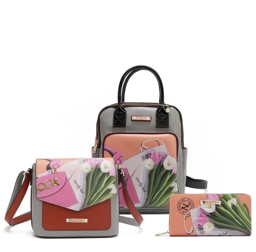 NICOLE LEE VIOLET BLOSSOM 3 PIECE SET