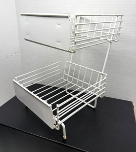 White Two Tiered Wire Display Rack Counter Tabletop 12"x10"x 8"