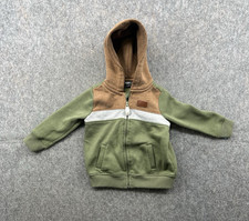 Eddie Bauer Boy's Green White Brown Full Zip Jacket Hoodie Size 18M Outdoor Wear