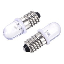 10Pcs E10 Screw Base LED Bulb DC 6.3V 0.25W Round Top Mini Lights Warm White