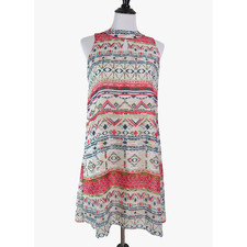 Cloth & People Size M Geometric Print A-Line Dress Multicolor