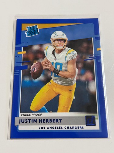 2020 Donruss #303 Justin Herbert Press Proof Blue RC Chargers