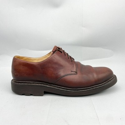 Heschung Mens 9/ 10 Oxford Brown Leather Derby Shoes Blucher France Classic
