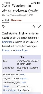 Zwei Wochen in einer anderen Stadt DVD-R Ohne Cover 1962 Deutsch Kirk Douglas