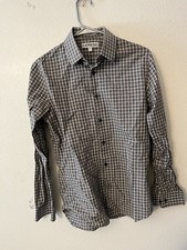 Express Extra Slim Fit Solid Dress Shirt Gray Multicolor Plaid Check Men Small
