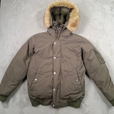 Levis Parka Jacke Herren Small Khaki Daunen Gefüllt Kapuze Wintermantel MA1 Bomber