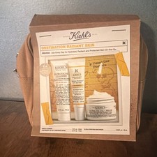 Kiehl's Destination Radiant Skincare Gift Set 3pc With Makeup Bag-NIB