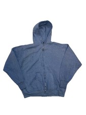 Vintage 1970s Kings Road Full ZIP Sweatshirt HEATHER BLUE YKK HOODIE SIZE LARGE