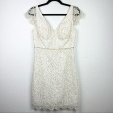 JENNY YOO Beckett Lace Dress, Ivory and Metallic Gold Lace, Size 4