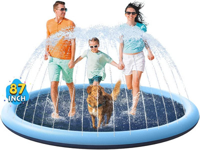 Non-Slip Splash Pad for Kids & Dogs - 87'' Summer Water Play Mat