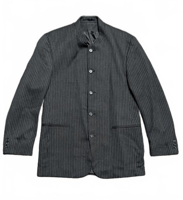 Vintage Blazer | Herren Vintage Willson Schwarz Kragenlos Nadelstreifen Blazer Größe 36