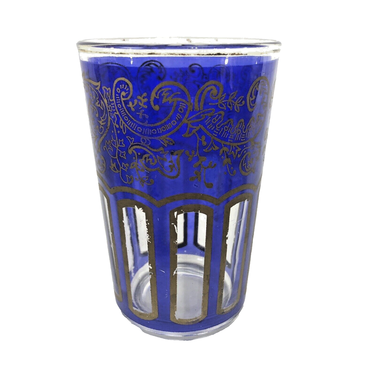 7 VTG MCM Juice Tumblers Gold Gilt Stained Glass Turkish Tea Moroccan