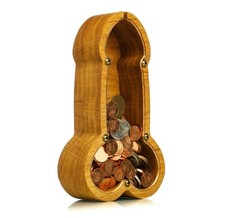 Adult piggy bank PENIS Wood decor Funny bachelorette party gift Wooden money box