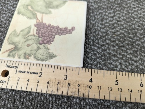 Set Of 3 Tile Coasters Grapes Vineyard Cork Base Square - Picture 9 of 9