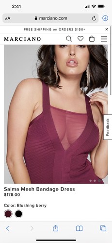 Nuevo Guess Marciano Salma Malla Vendaje ceñido al cuerpo Fiesta Elastizado Rubor Baya M - Imagen 3 de 4
