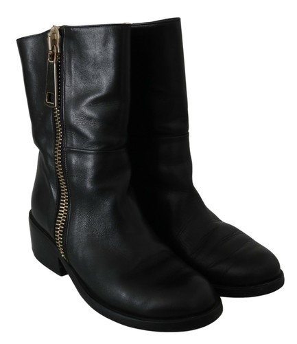 Aldo Castagna Zapatos Cuero Negro Cremallera Cuadrado Tacón Botines EU37/US6.5 - Imagen 6 de 10
