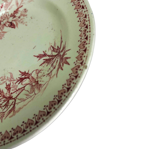 Vintage V&B Transferware Childs Toy Plate Red Floral Flower Hearts Germany 4.25” - Picture 4 of 7