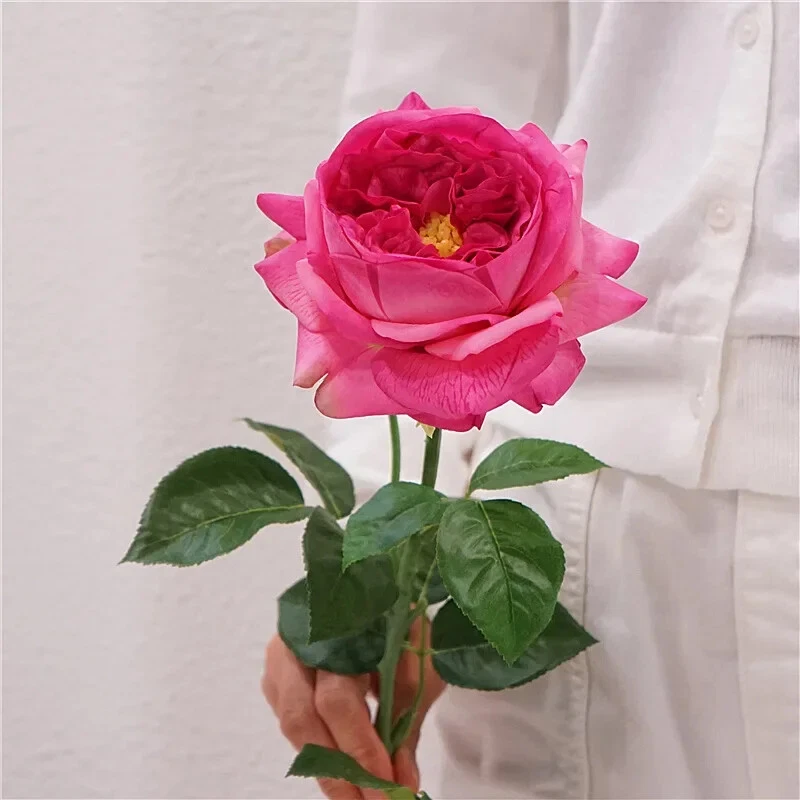 5P Látex Rosa Tacto Real Flores Artificiales Decoración del Hogar Evento Ramo Floral Foto 3 de 4