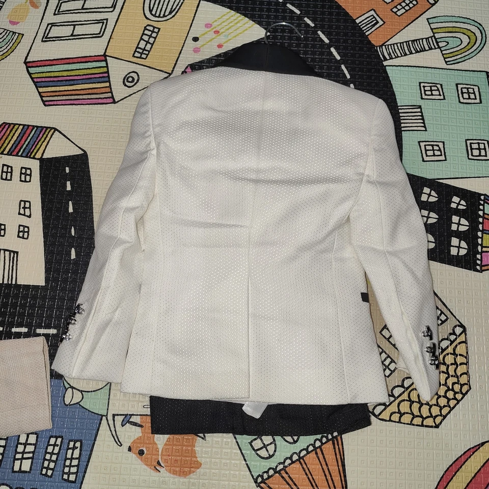 Minaga Boys 12-24M White/Black Tuxedo Suit sets Premium Turkish Fabric Designer - Image 4 of 4