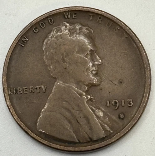 1913 S Lincoln Wheat Cent/Penny - Circulated - Fine X-322