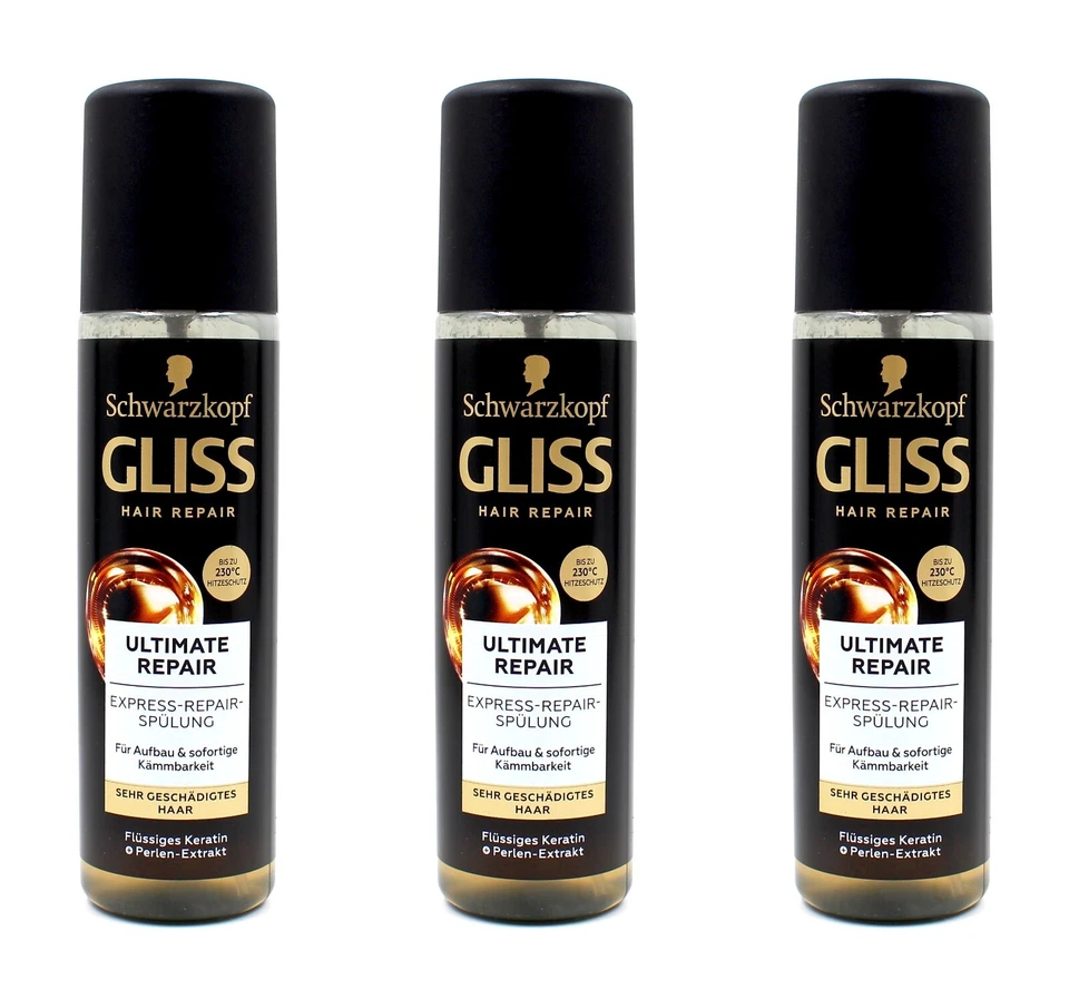 Gliss Kur Hair Repair Ultime Repair Express-Repair-Spülung , 3x200ml EA339642