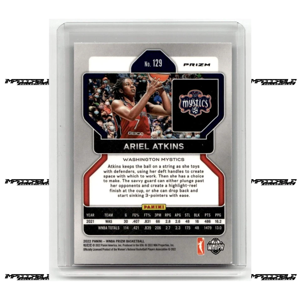 2022 Panini Prizm WNBA - Ariel Atkins #129 Green Ice Prizm SSP - Image 2 of 2