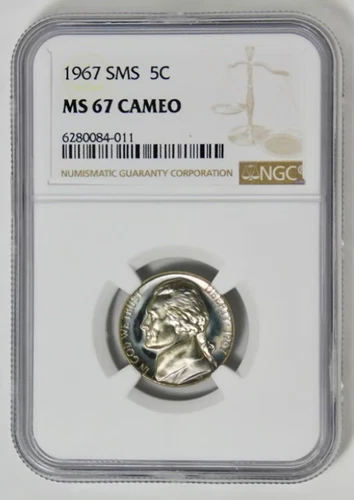 1967 SMS Jefferson Nickel NGC Mint State 67 CAMEO