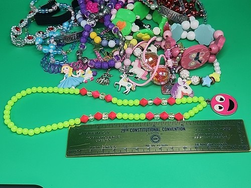 Pendant Charm Bracelet & Necklace Girl Jewelry Lot Costume Fashion Bangle Bead - Picture 9 of 22