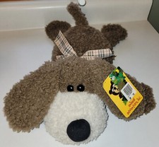 NWT Animal Adventures Brown and White Flat Dog Plush 11" Poodle-like fur