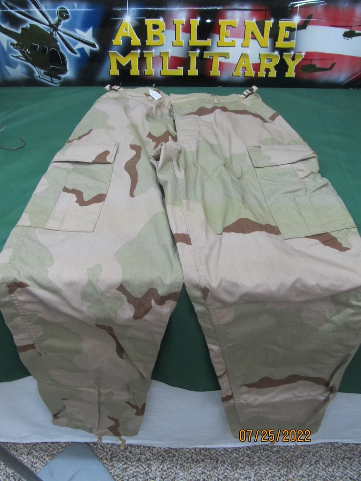 ARMY 3 COLOR DESERT PANTS DCU ISSUE UNIFORM RIPSTOP SUMMER WEIGHT SM MED NEW - Image 2 of 3