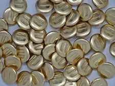 Vtg Round Dual Line Shiny Gold Round Shank Buttons Art Deco Lot of 6 B51-6